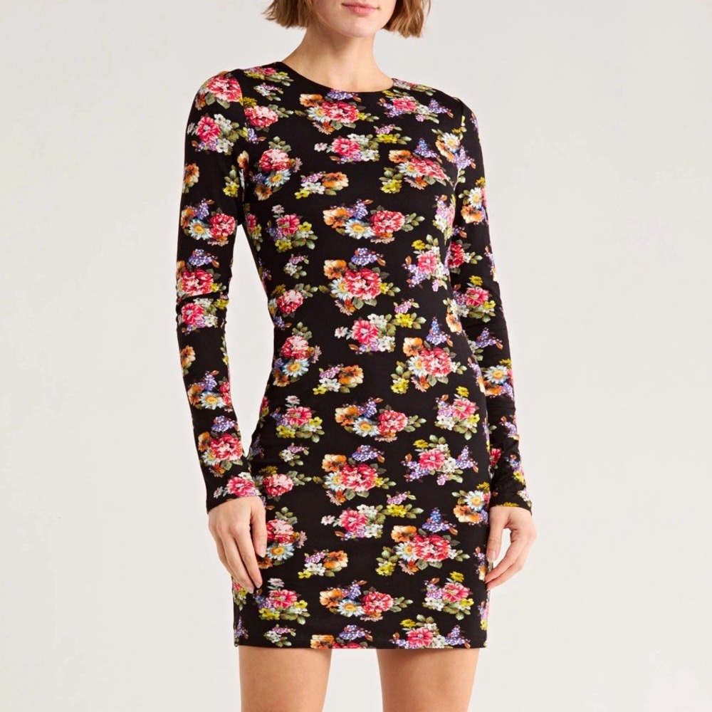 alice + olivia NWT Delora Black Multicolor Floral Shift Short Dress 10 MSRP $395